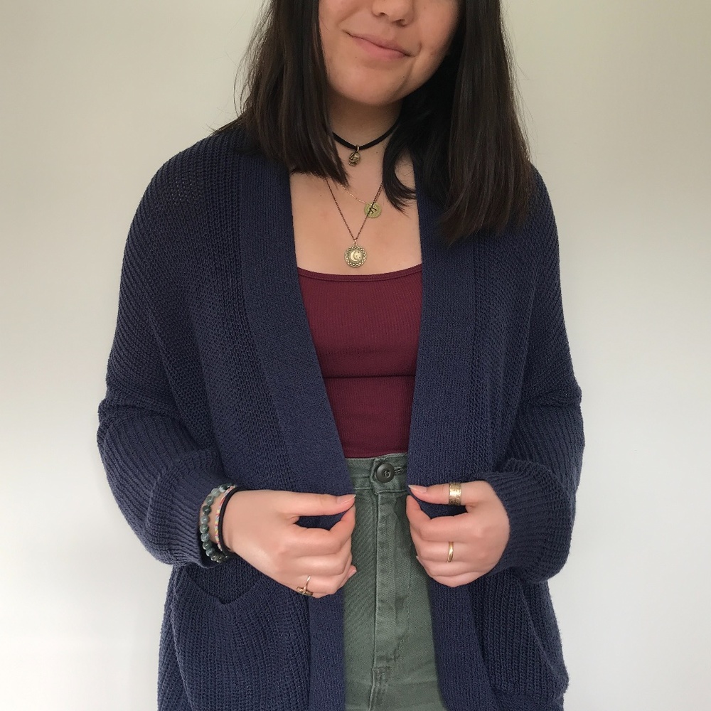 Knitted Navy Blue Cardigan